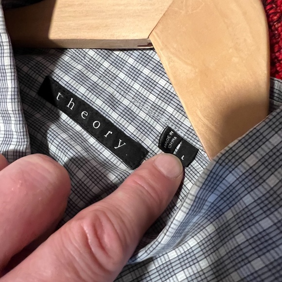 Designer Men's Dress Shirt from Theory Sylvain Checked button down - Picture 7 of 10